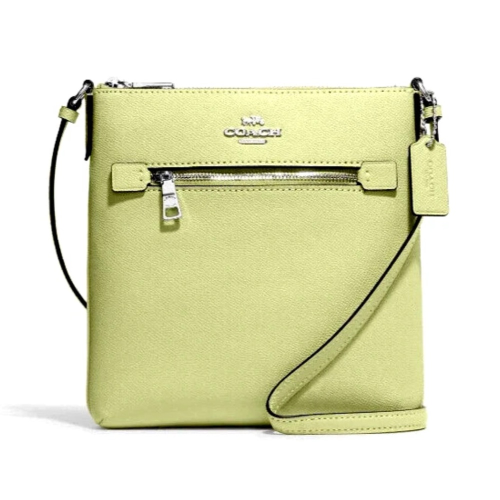 New Coach CE871 Mini Rowan File Bag Crossgrain Leather Pale Lime